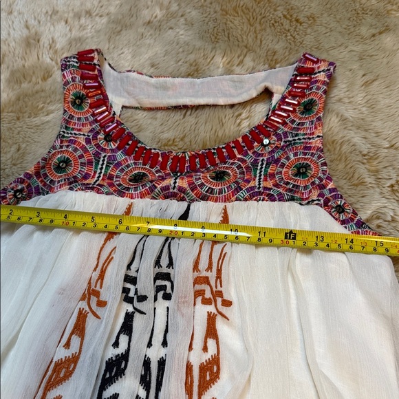 Anthropologie Embroidered Tank Top - White and Orange - Picture 10 of 10